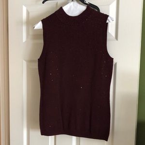 Wine colored sleeveless top. Pretty for the holidays!
